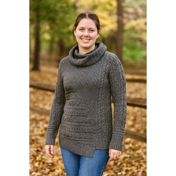 LL Bean Womens Cozy Chunky Knit Cowl Neck Sweater Casual Fall Winter Layering XS - Picture 2 of 9